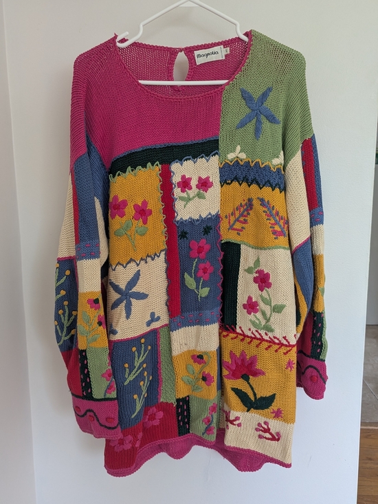 Magnolia Sweaters - Multicolor Patchwork Floral Knit Sweater